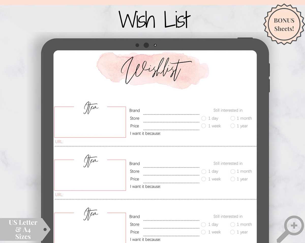 printable birthday wish list