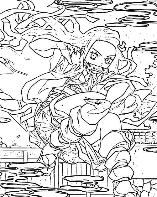printable nezuko coloring page