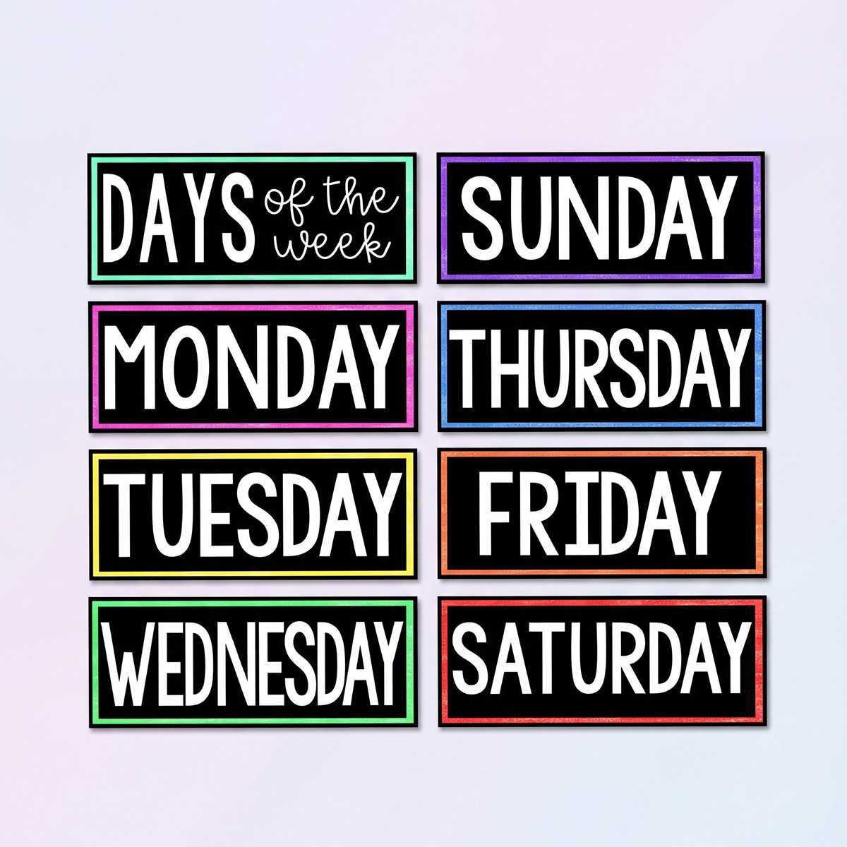 days of the week labels printable free