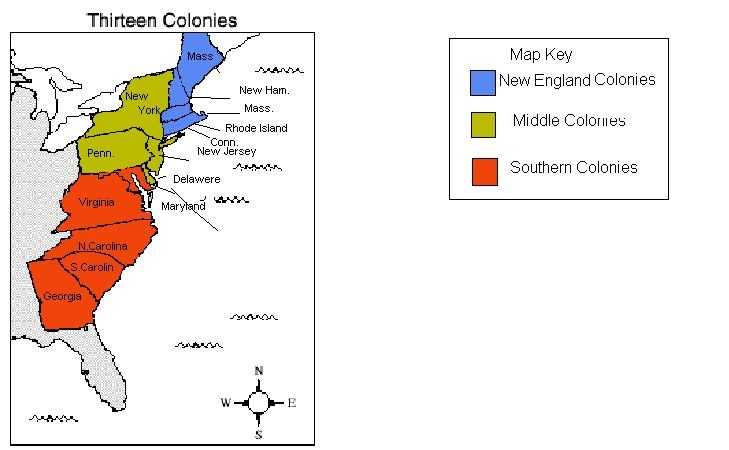 map of 13 colonies printable