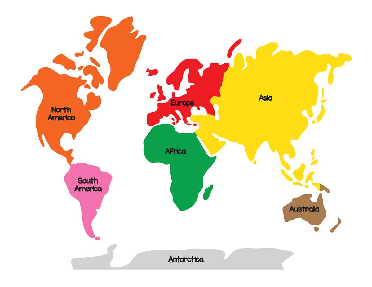 map of continents printable