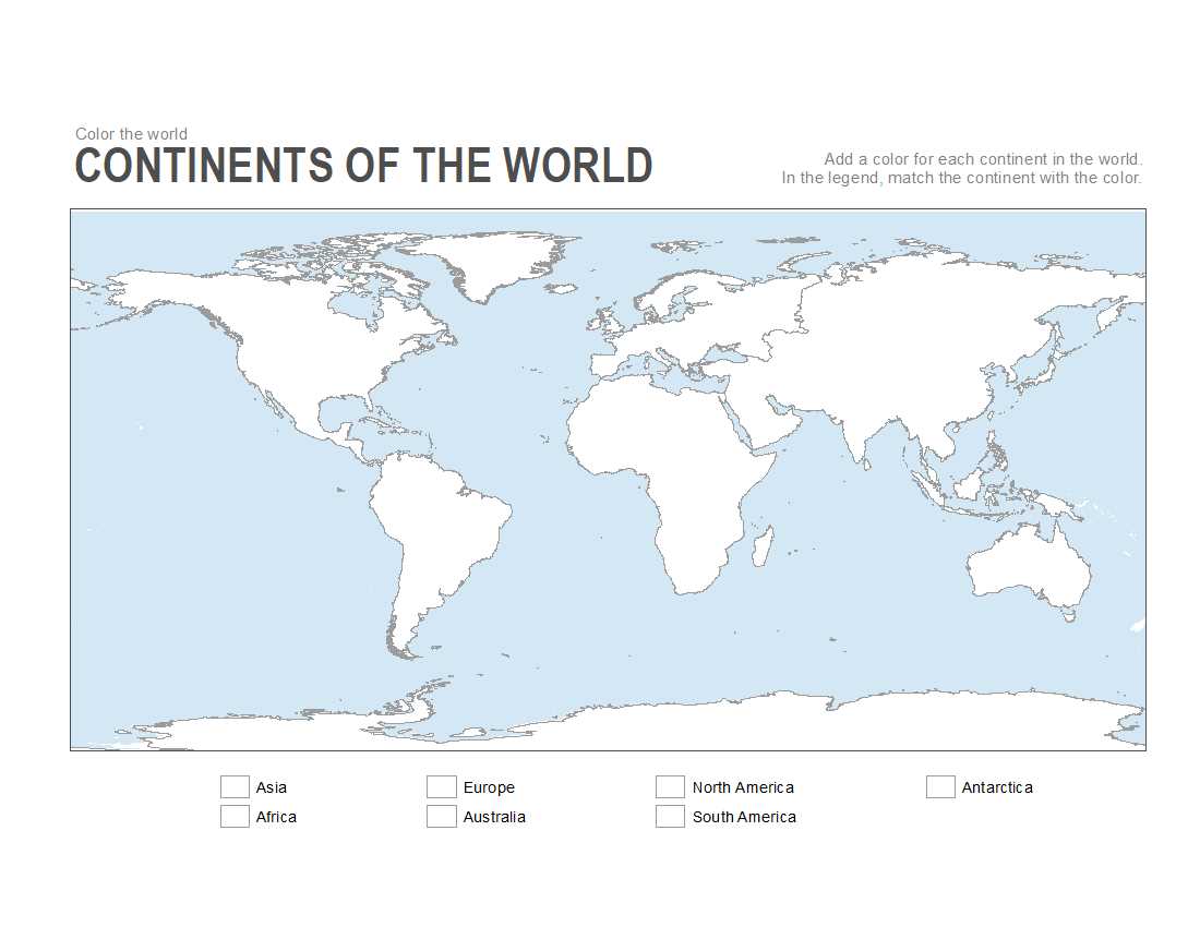 map of the continents and oceans printable