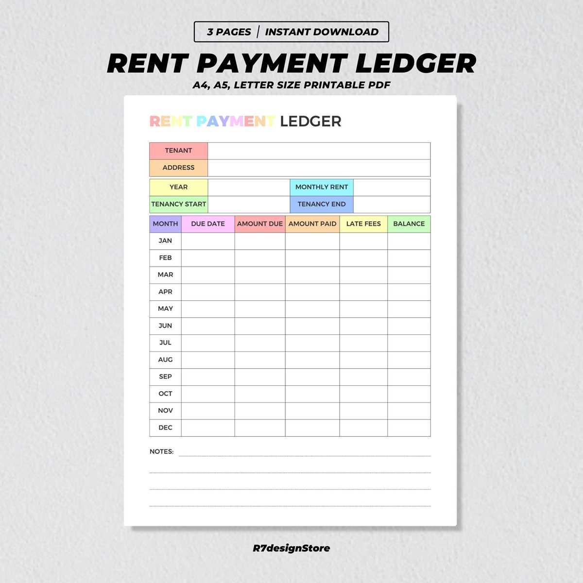 printable rent ledger template