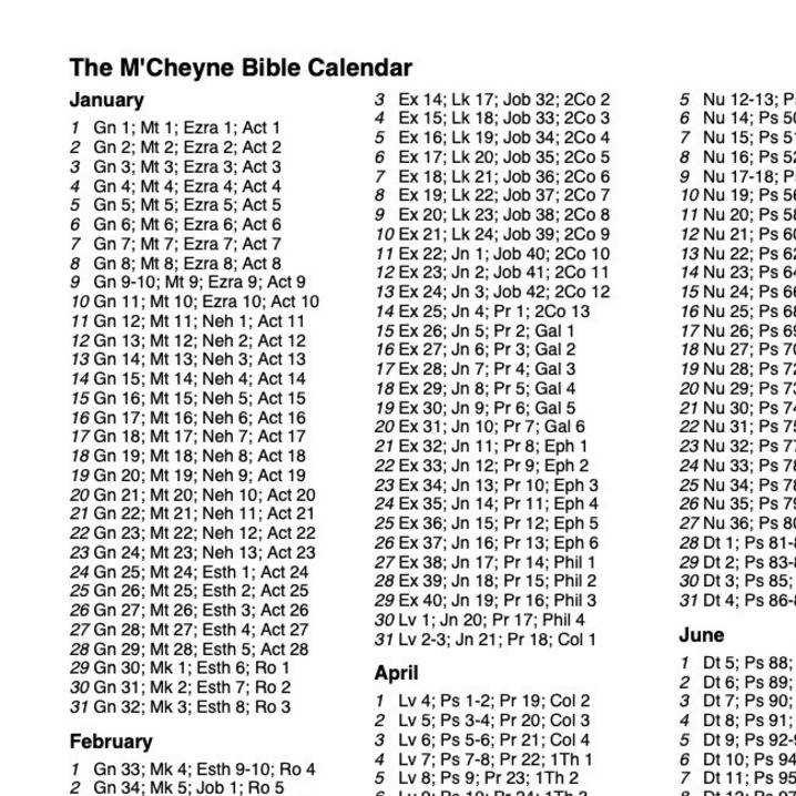 mcheyne reading plan one page printable