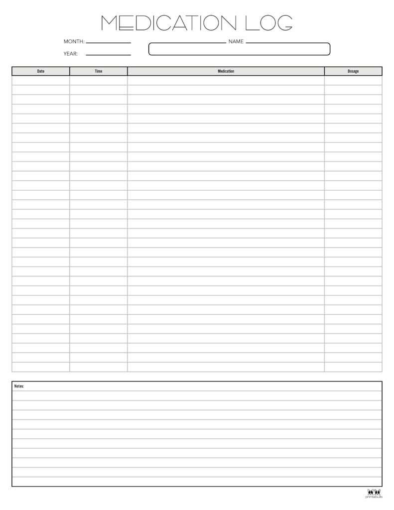 medication log printable free