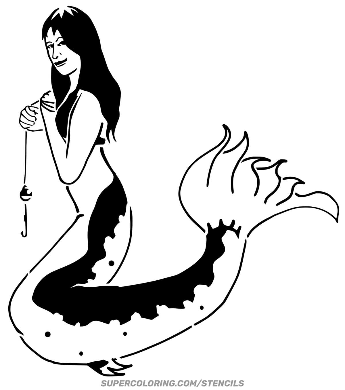 mermaid stencil printable