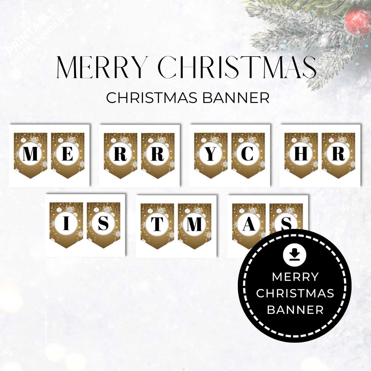 merry christmas printable banner