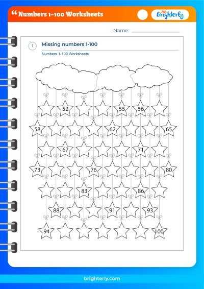 numbers 1 100 printable worksheets