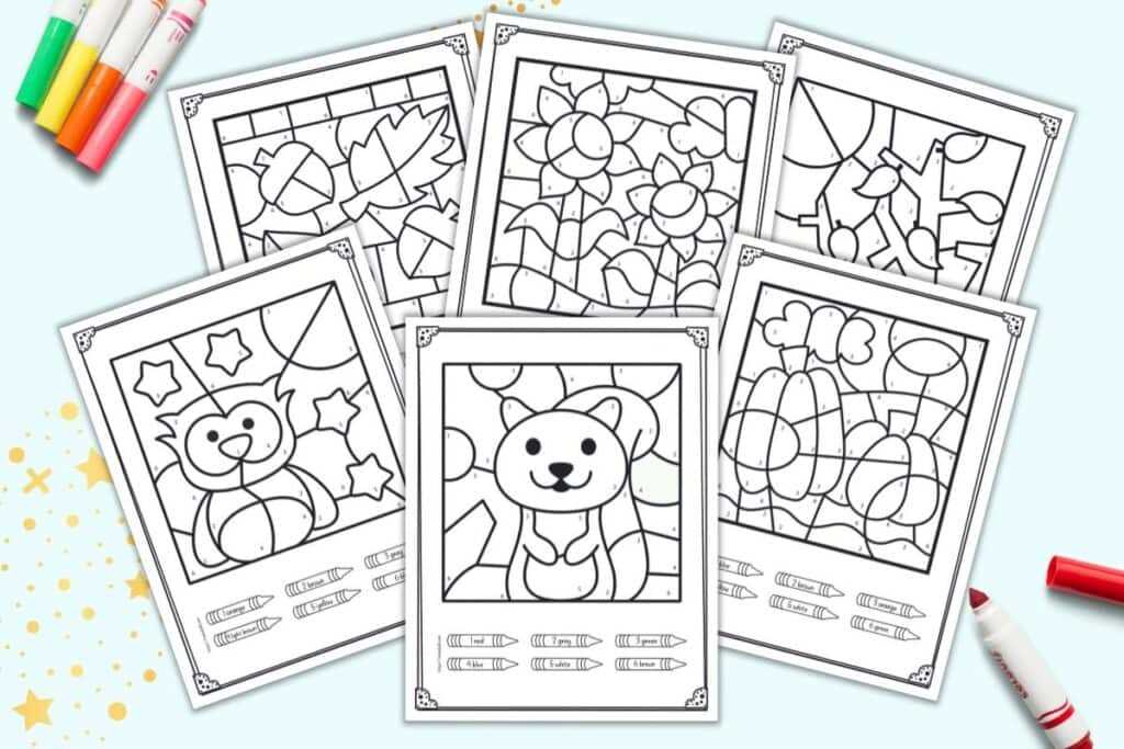 printable fall color by number