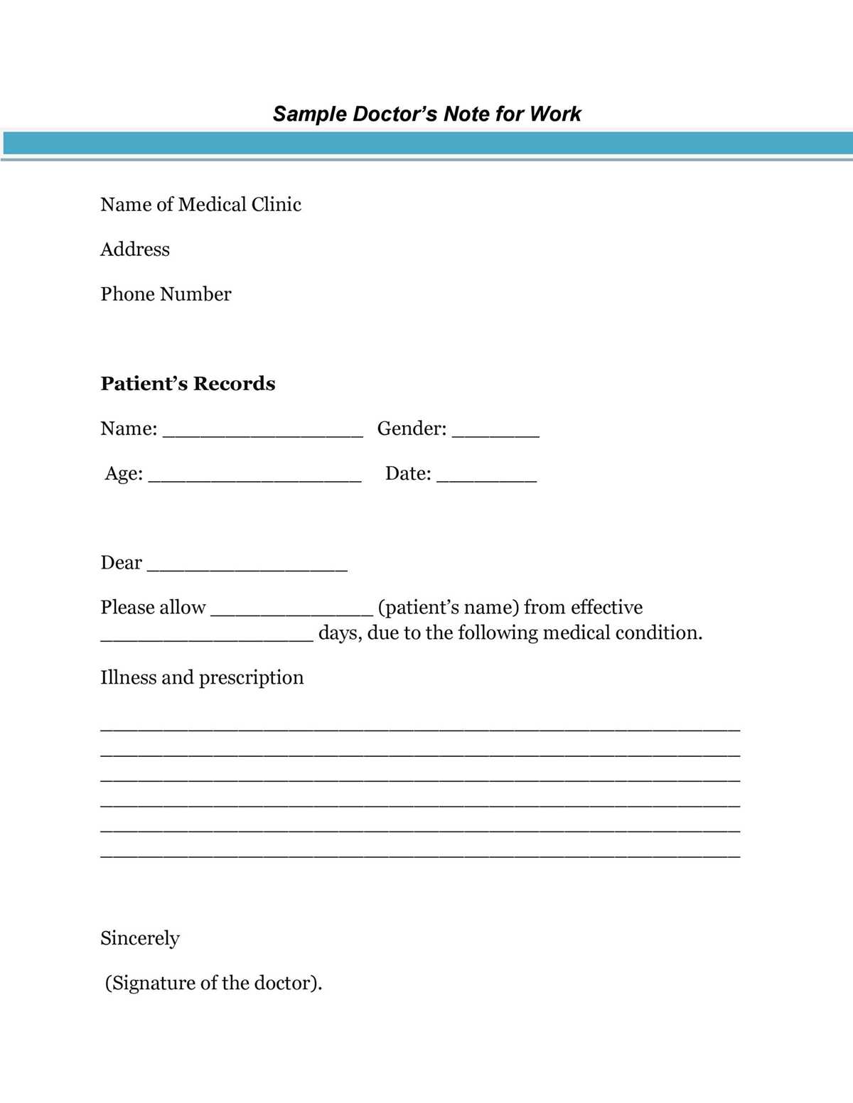 free printable doctors notes