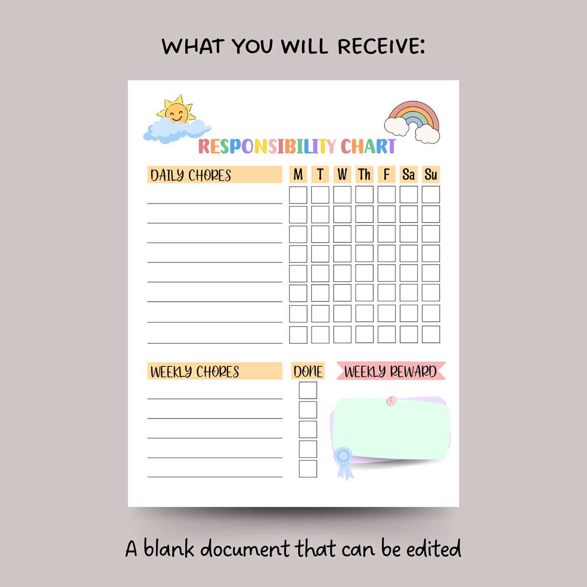 weekly printable chore chart