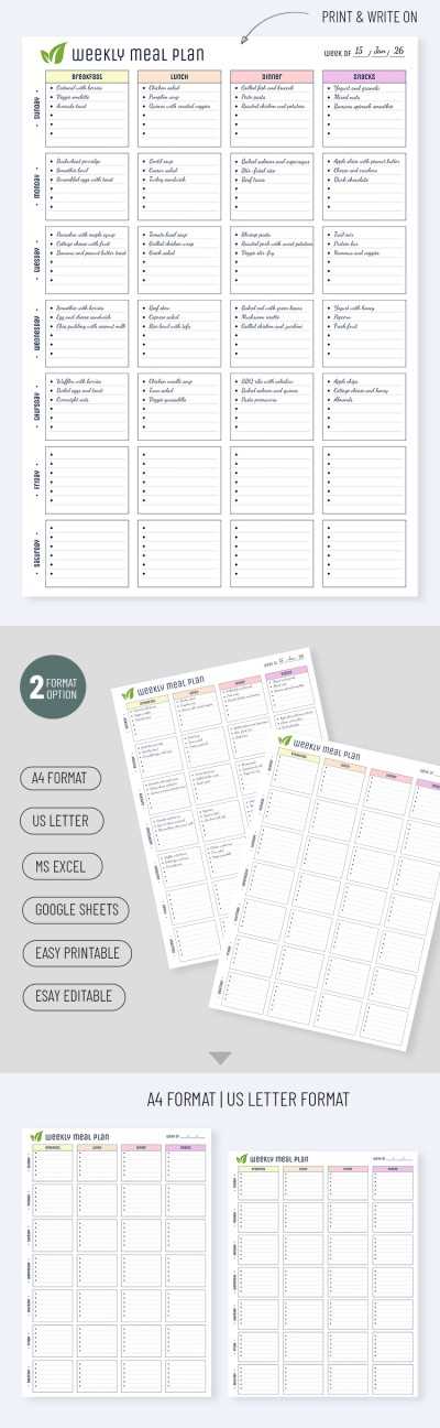 monthly meal planner printable