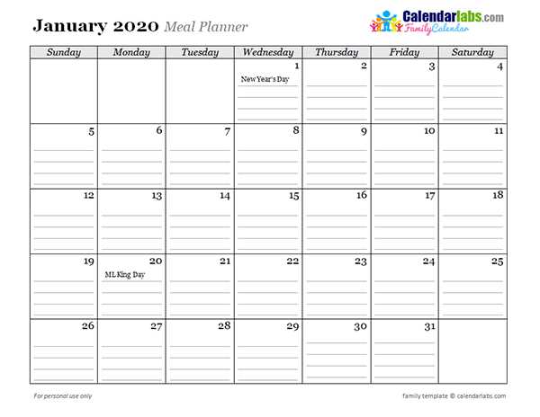monthly meal planner printable