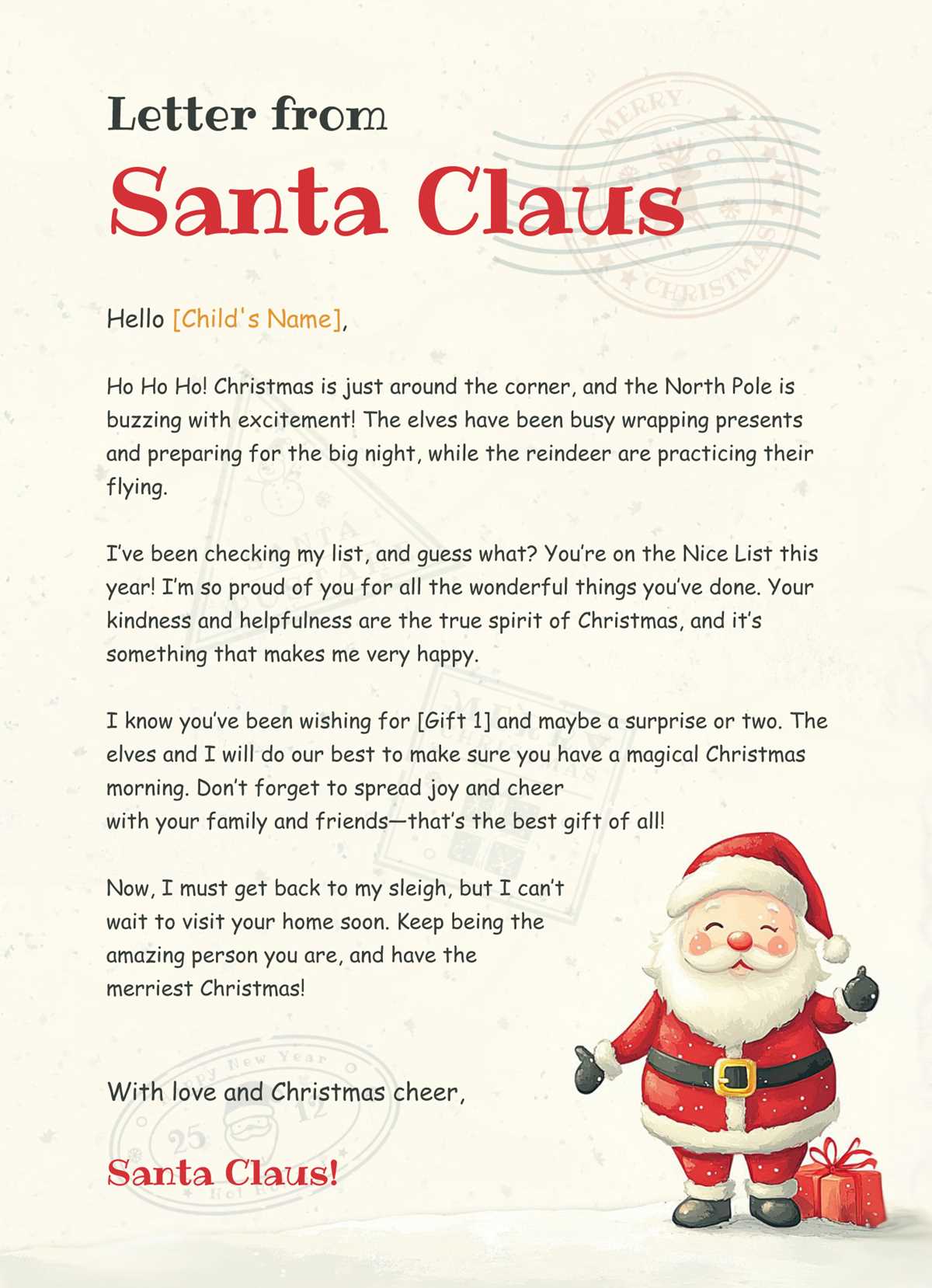 free printable letters from santa claus north pole