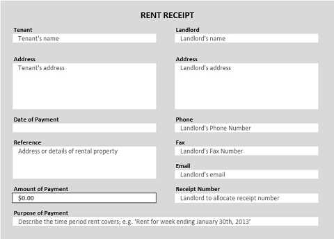 free printable rental receipt