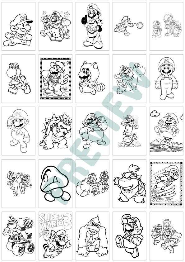 printable super mario characters coloring pages