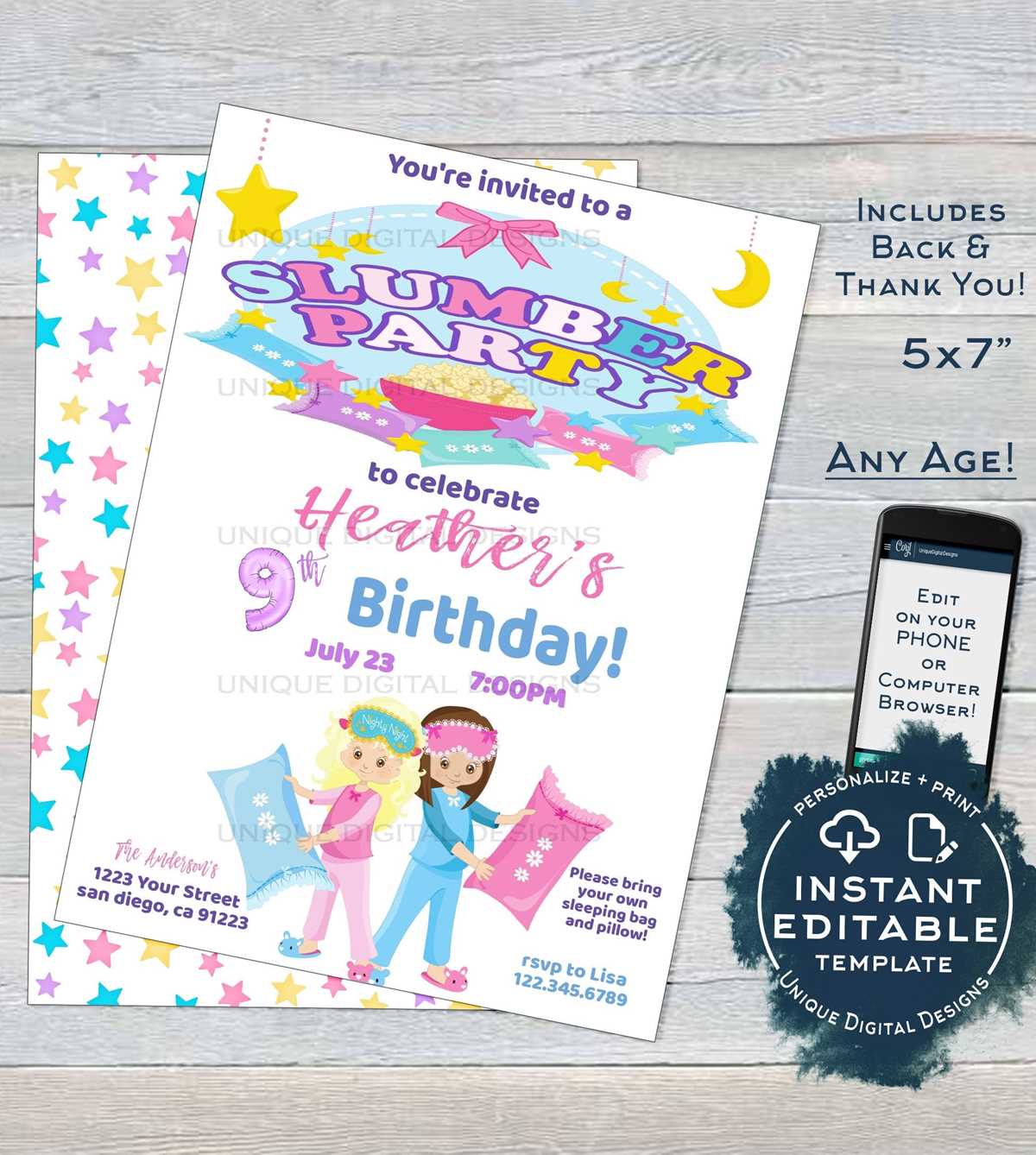 printable slumber party invitations