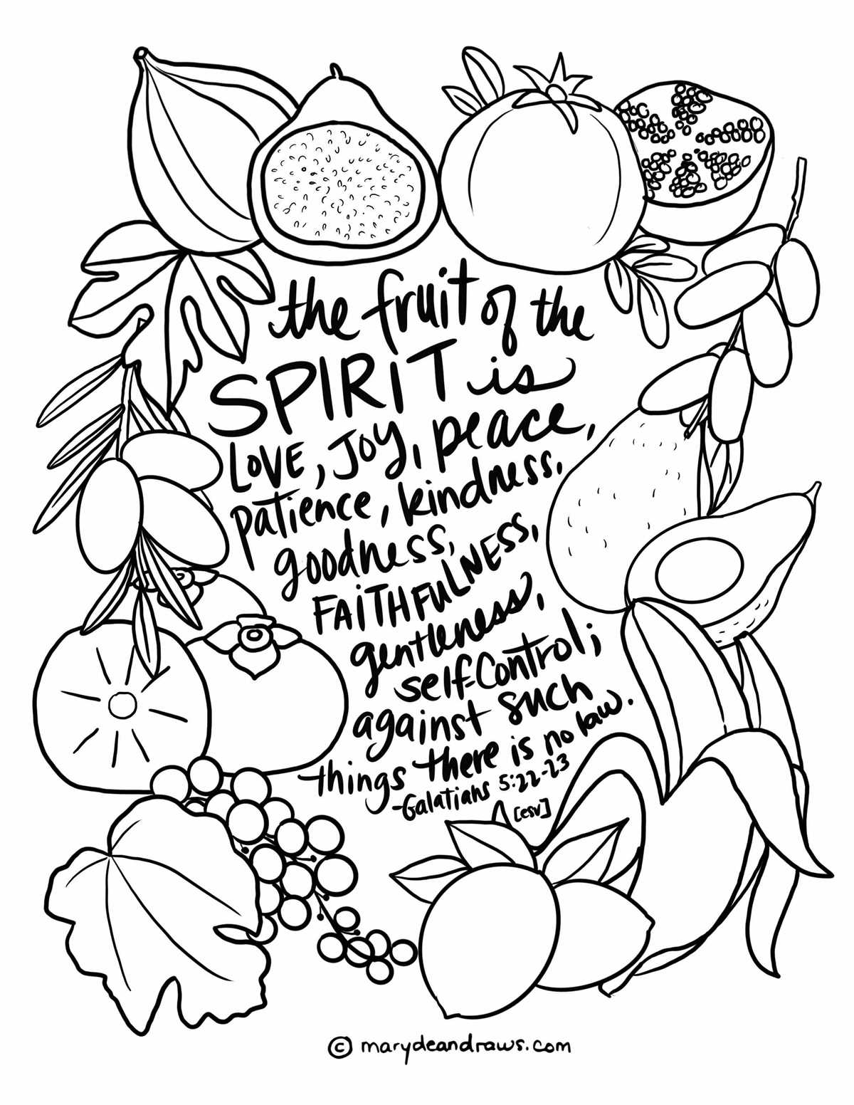 fruits of the spirit coloring pages printable