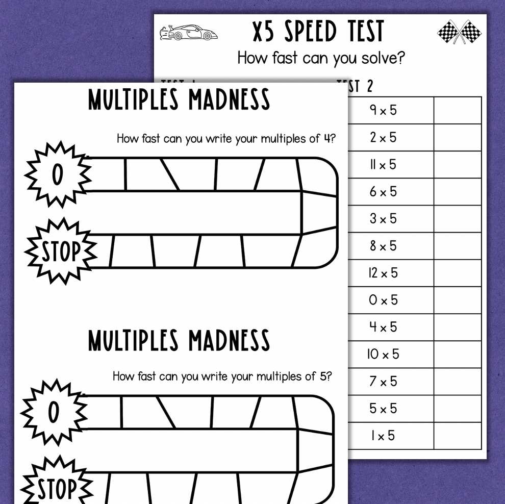 multiplication facts timed test printable