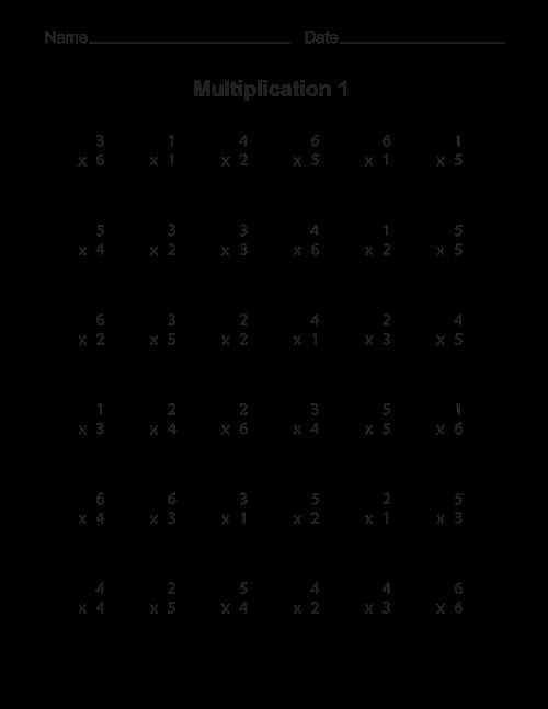 multiplication facts worksheets printable