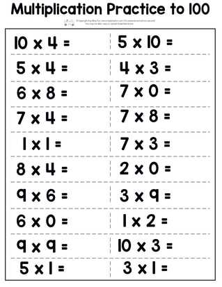 multiplication facts worksheets printable free
