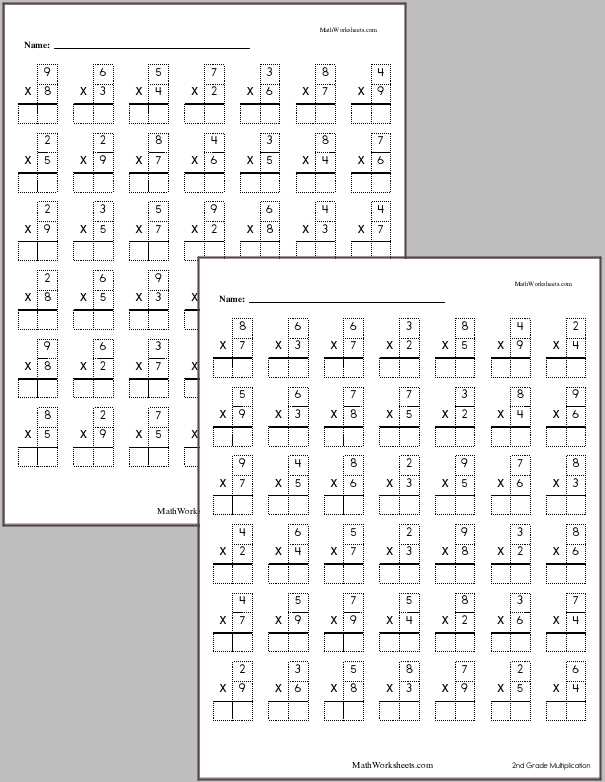 multiplication math worksheets printable