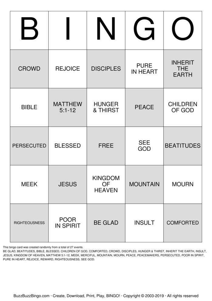 music bingo cards printables