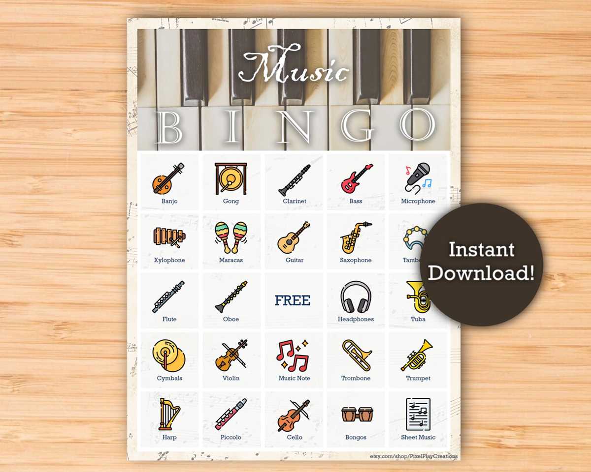 music bingo cards printables