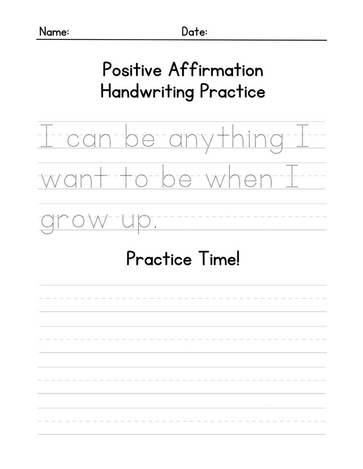 free printable kindergarten handwriting worksheets