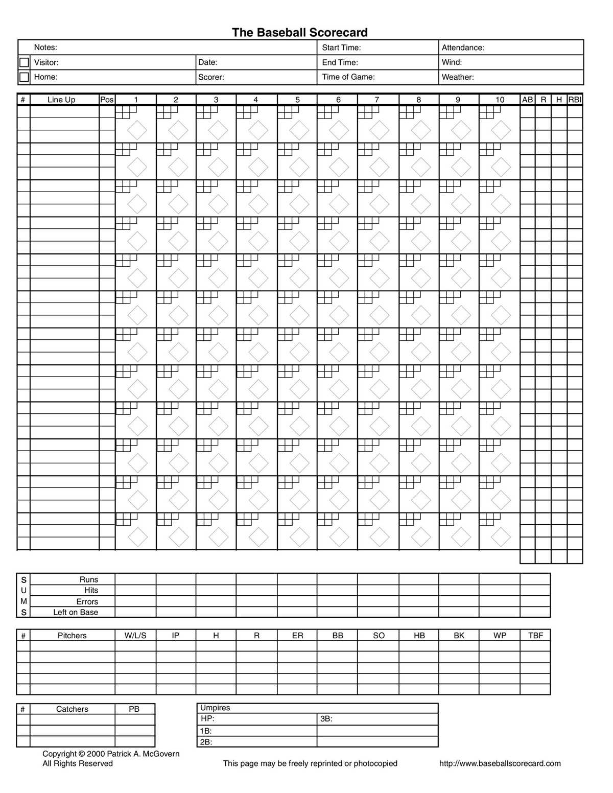 scorecard baseball printable