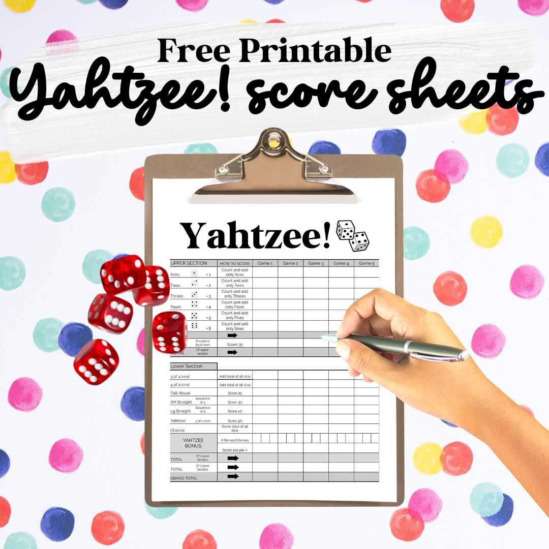 free printable yahtzee score sheets