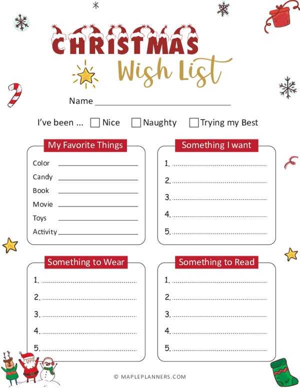 my christmas wish list printable