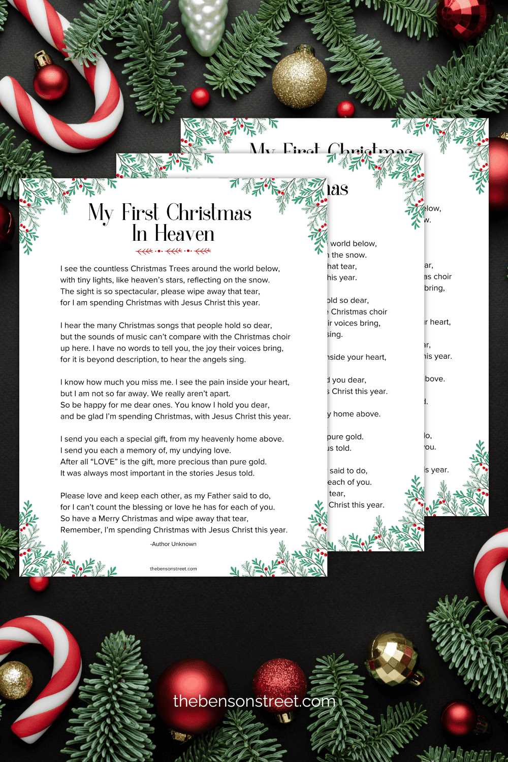 my first christmas in heaven poem free printable
