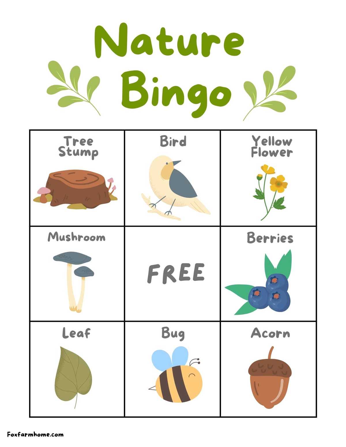 nature bingo printables