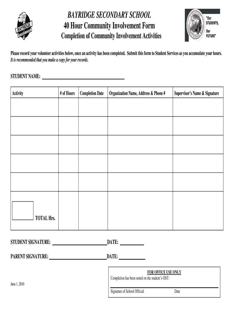 free printable community service log sheet