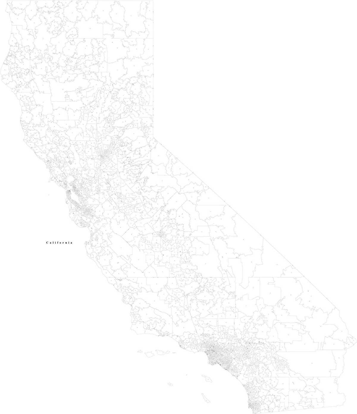 printable california zip code map