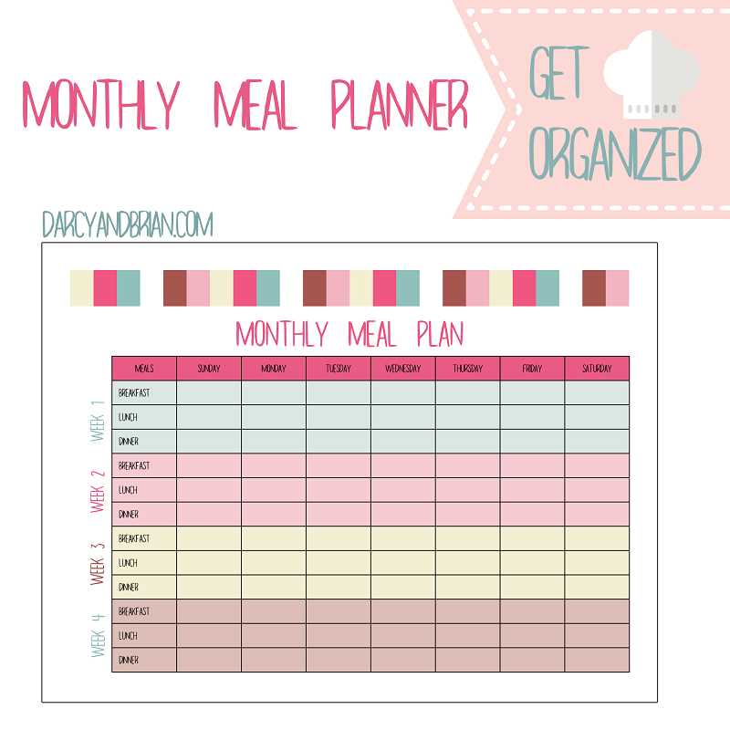 monthly meal planner printable
