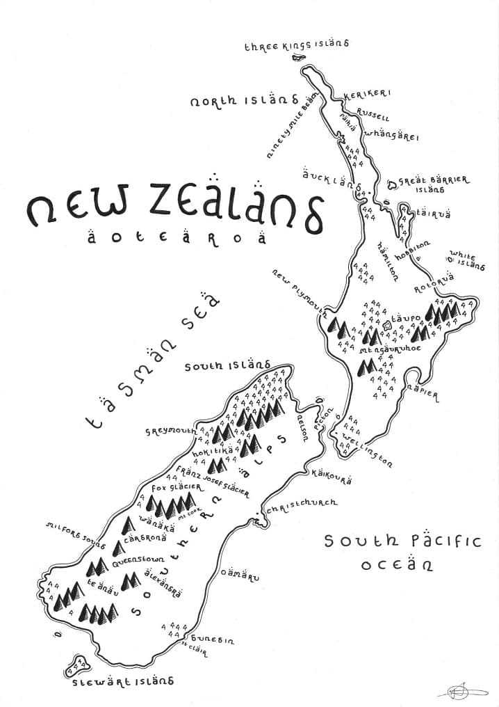 new zealand printable map