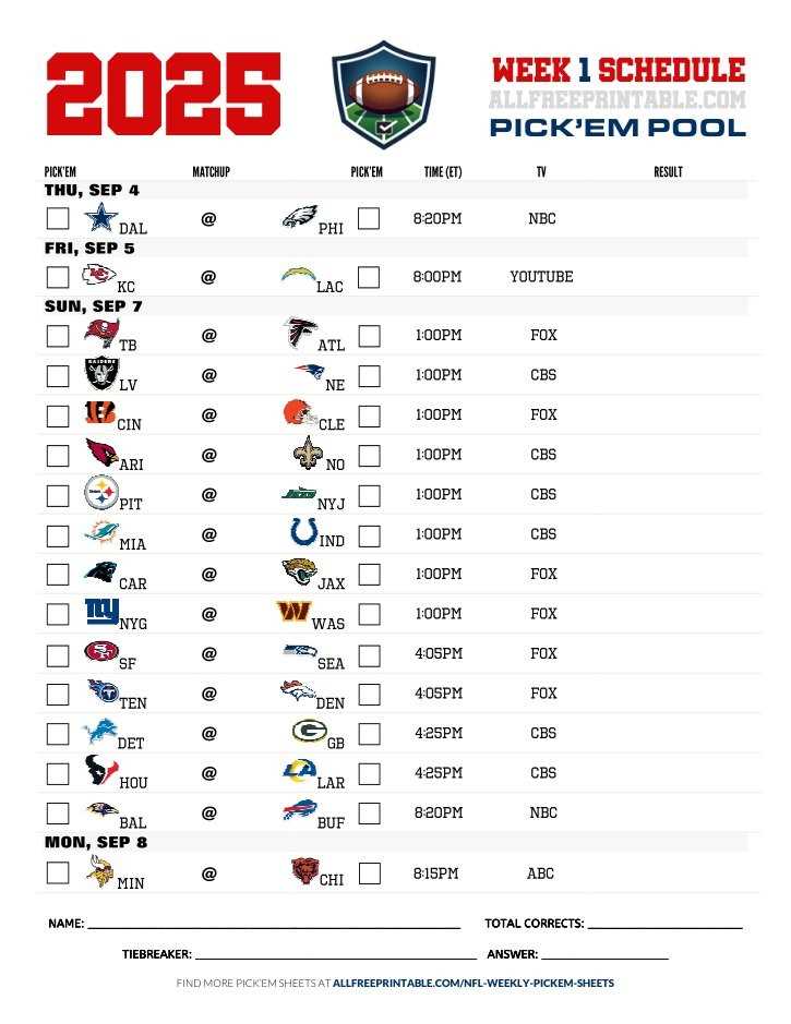 nfl pick sheets printable