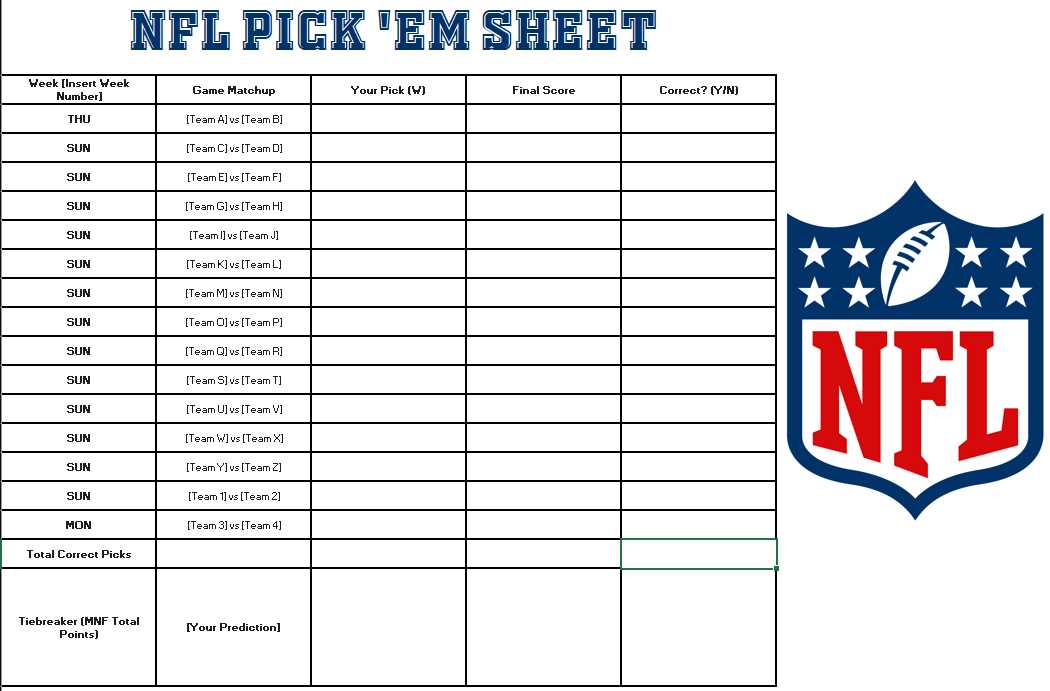 nfl pick sheets printable