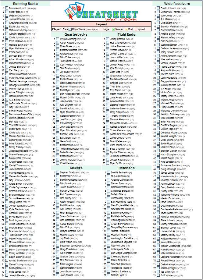 nfl sheets printable