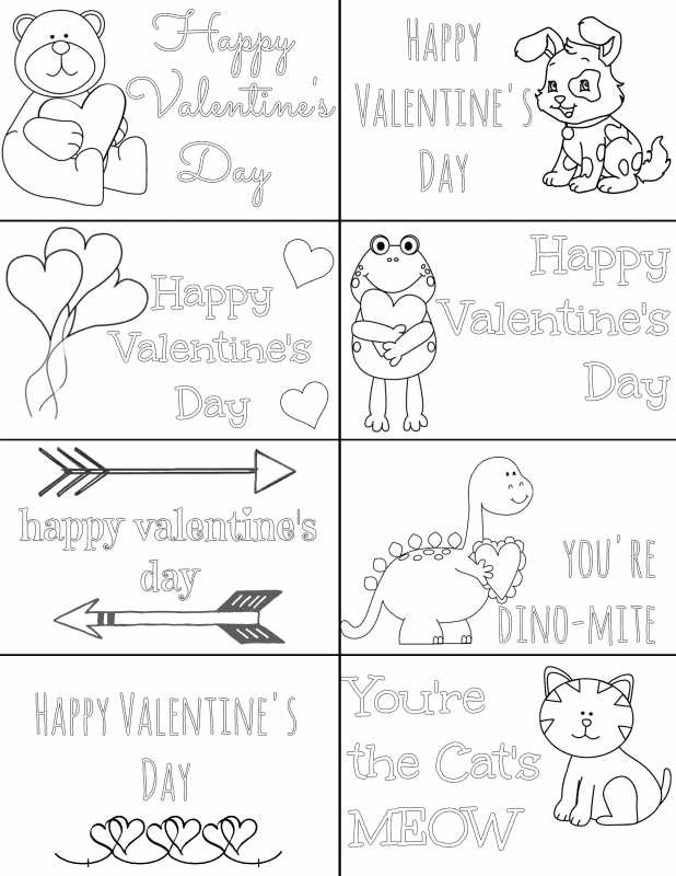 free printable valentines day cards to color