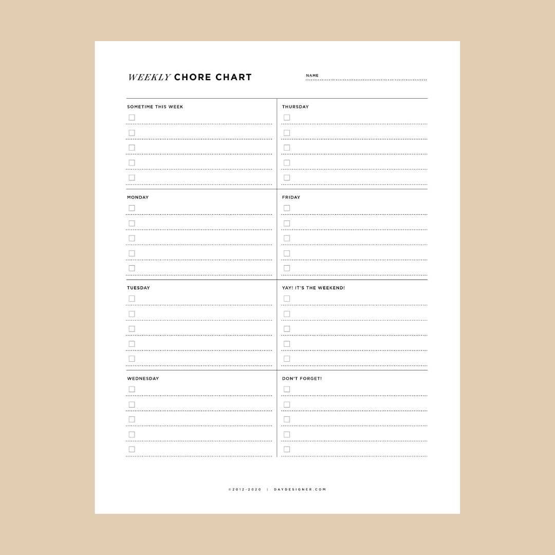 chore chart printables