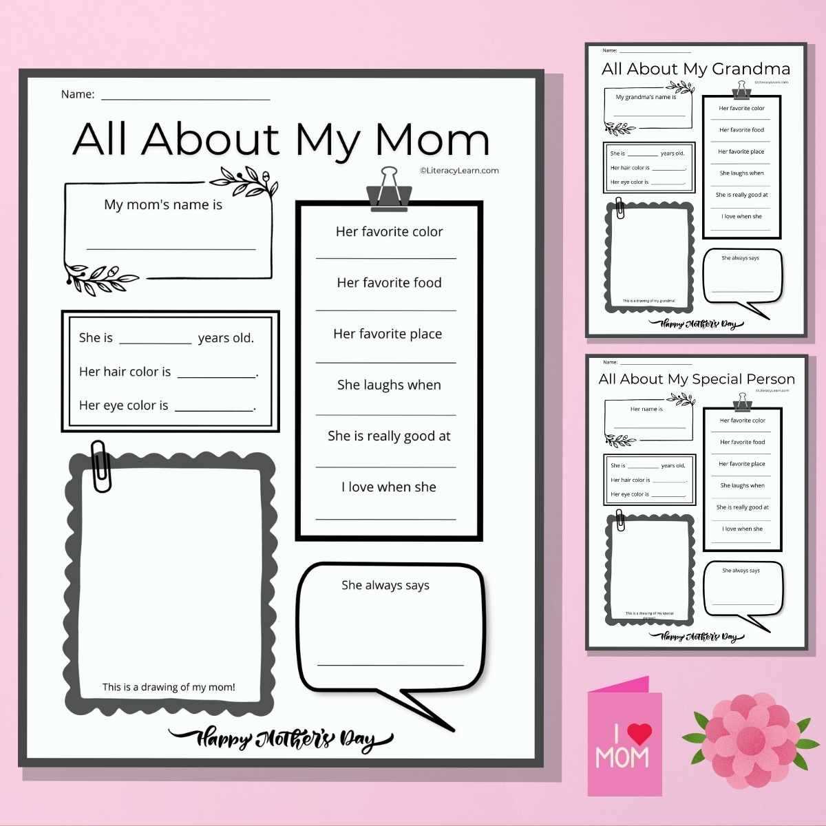 free printable all about my mom printable