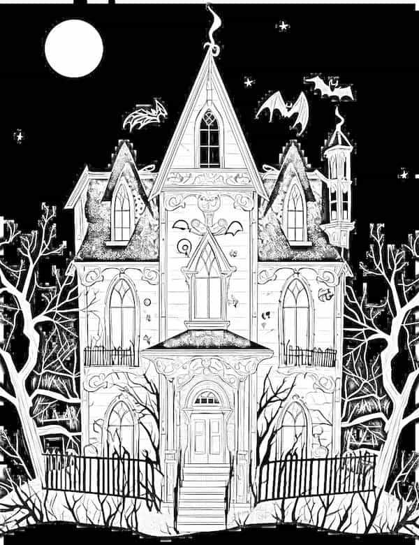 free printable haunted house coloring pages