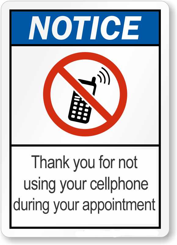 no cell phone use sign printable