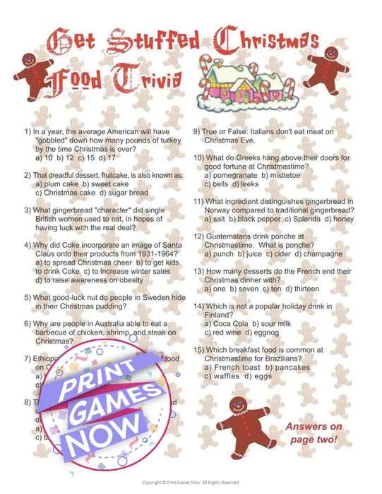 christmas trivia questions printable