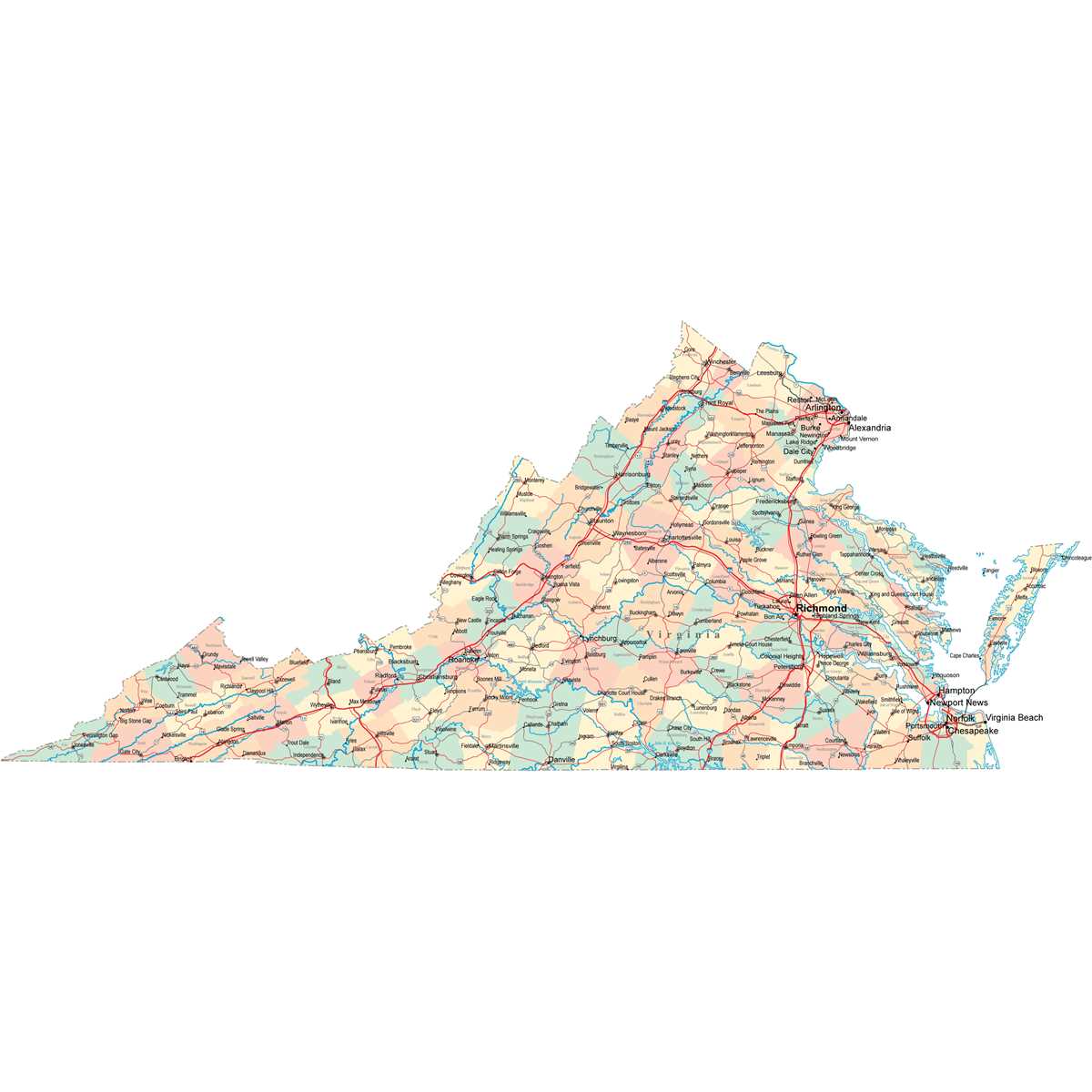 printable virginia state map