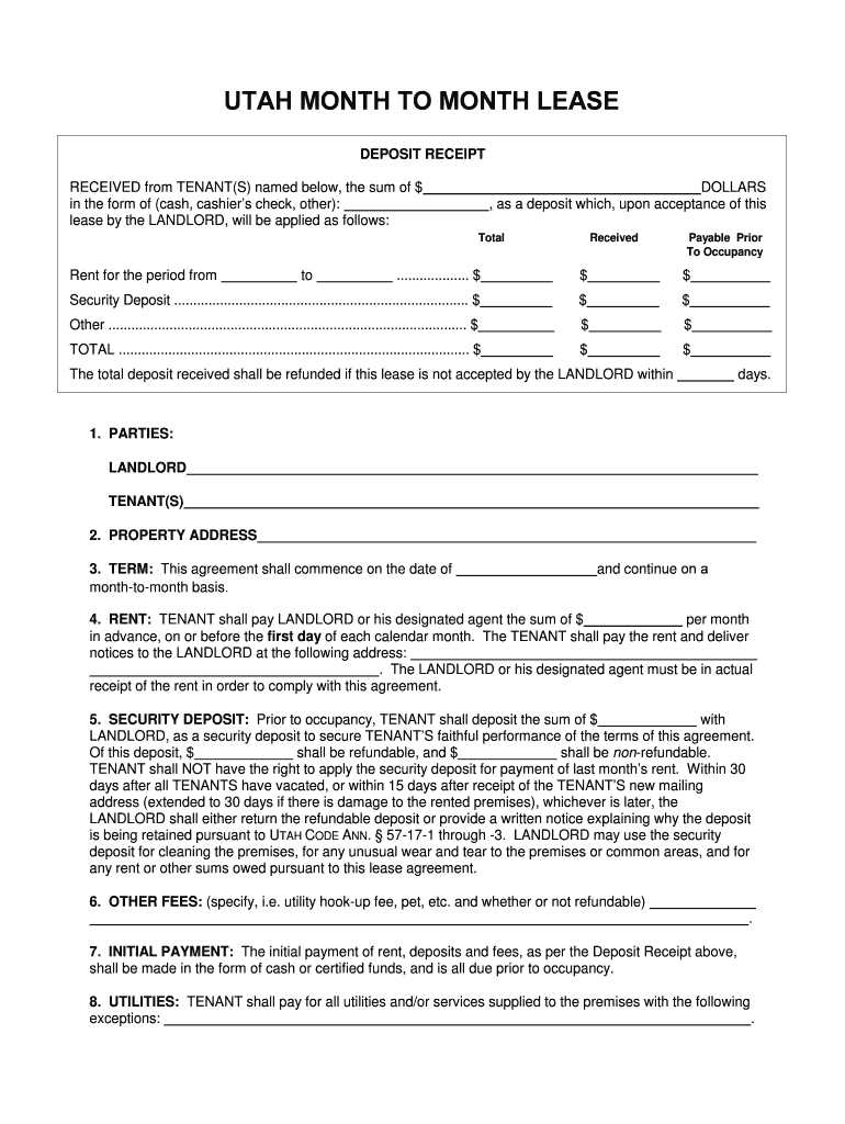 free printable month to month rental agreement