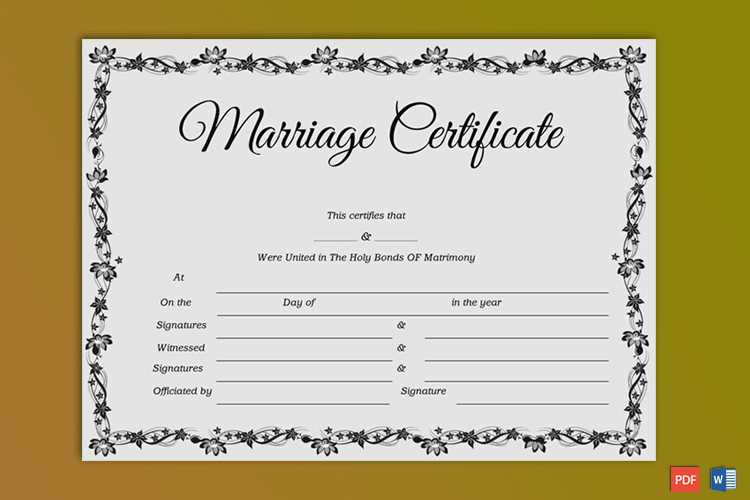 printable marriage certificate template free